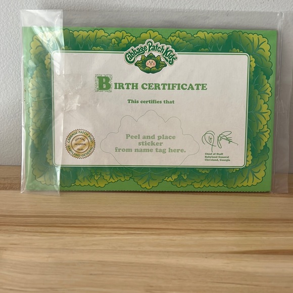 Mattel Toys Vintage Official Cpk Cabbage Patch Kid Adoption